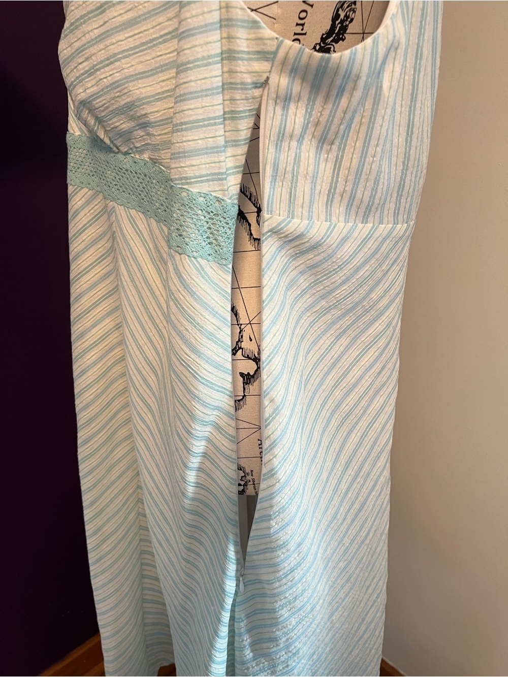 Studio 1940 Pastel Blue and White Striped Plus Size Midi Dress NWT - Picture 6 of 11